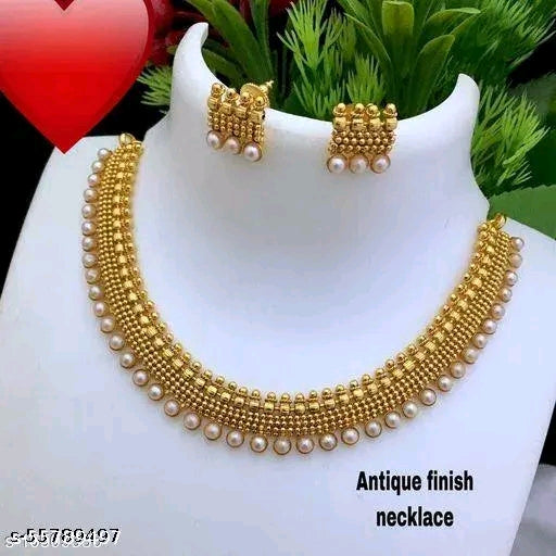 Elite Pearl Glow Gold-Plated Choker and Earrings Set India