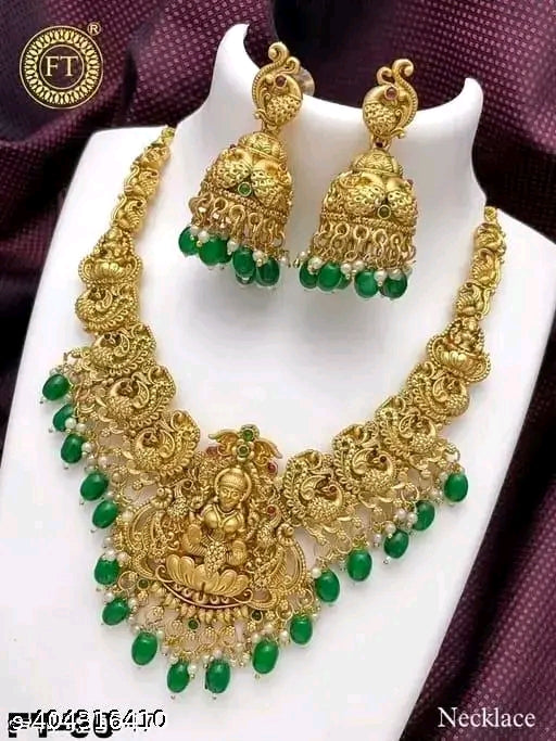 Shimmering Colorful Jewellery Set – Necklace Earrings Women India Model 2