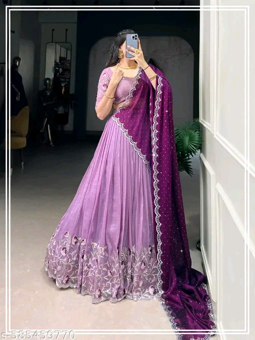 New Latest Embroidery Lehenga Choli with Embroidered Dupatta – Separate Blouse Piece (Unstitched)#