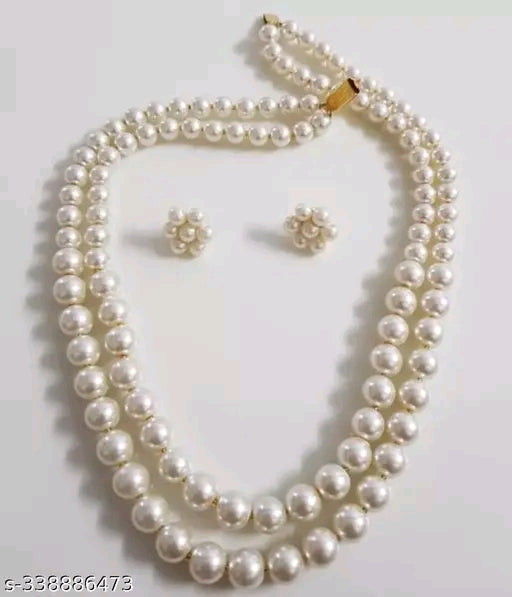 Princess Graceful Gold-Plated Pearl Jewelry Set – Necklace Earrings India