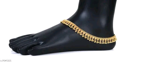 Gold Trendy Traditional Fashion Indian Style Anklet - Elegant Gold-Plated Payal for Women and Girls