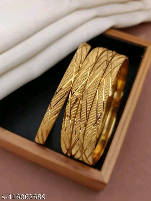 Diva Glittering Gold-Plated Bangle Set – Elegant & Timeless