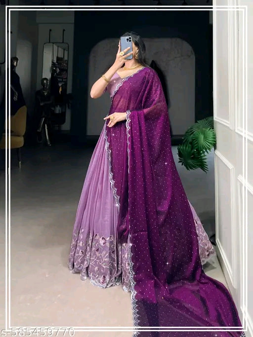 New Latest Embroidery Lehenga Choli with Embroidered Dupatta – Separate Blouse Piece (Unstitched)#