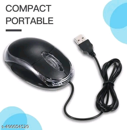 Sleek Black Wired Mouse – Fiber Material Smooth Control India