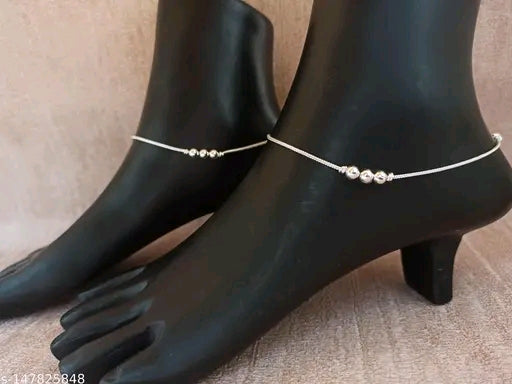 Elite Bejeweled Women Anklets Toe Rings – Silver-Plated Elegant India