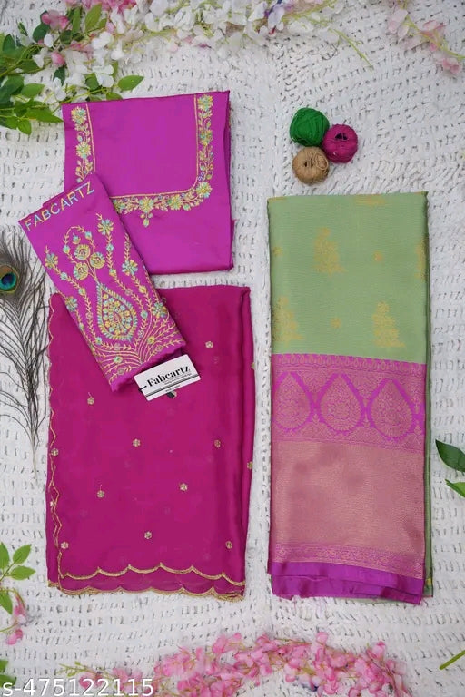 Two pieces of fabric with floral patterns on a white background