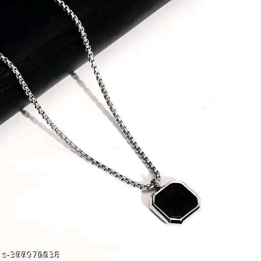 "Sizzling Silver-Plated Pendant with Chain – Sleek & Stylish Stainless Steel Design"