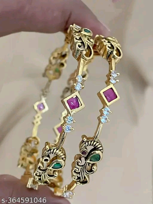 Twinkling Chic Gold-Plated Bracelet &amp; Bangles Set with Cubic Zirconia