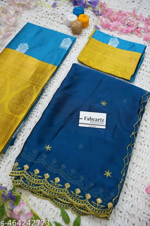 Trending Beautiful South Indian Style Half Saree With  Blouse & Rangoli Embroidery Dupatta