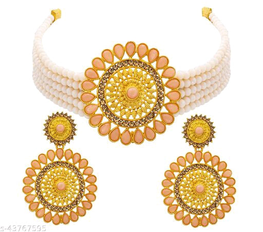 Shimmering Glittering Jewellery Set – Necklace Earrings Women India Model 3