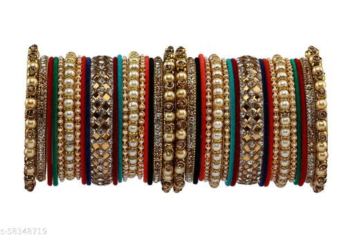 Twinkling Colorful Bracelet and Bangles – Women Traditional India Model 2