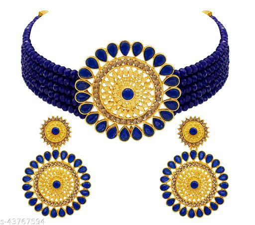Shimmering Glittering Jewellery Set – Necklace Earrings Women India Model 3