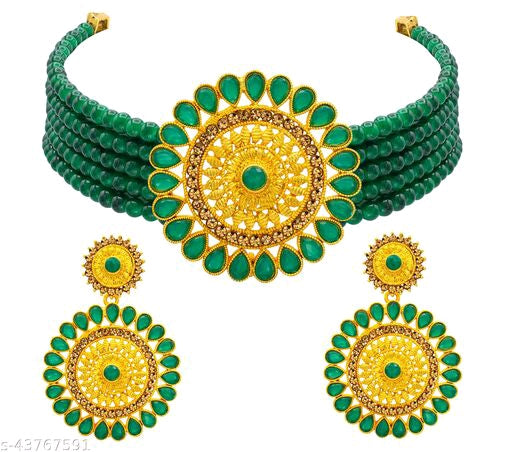 Shimmering Glittering Jewellery Set – Necklace Earrings Women India Model 3