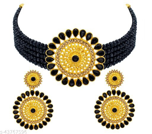 Shimmering Glittering Jewellery Set – Necklace Earrings Women India Model 3