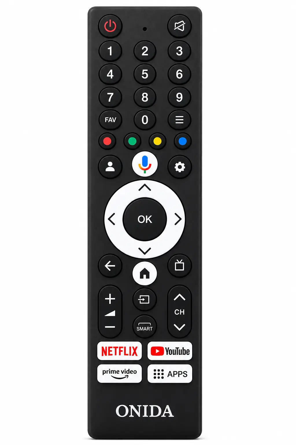 ONIDA Smart TV Remote with Voice Control, Netflix, YouTube & Prime Video Keys