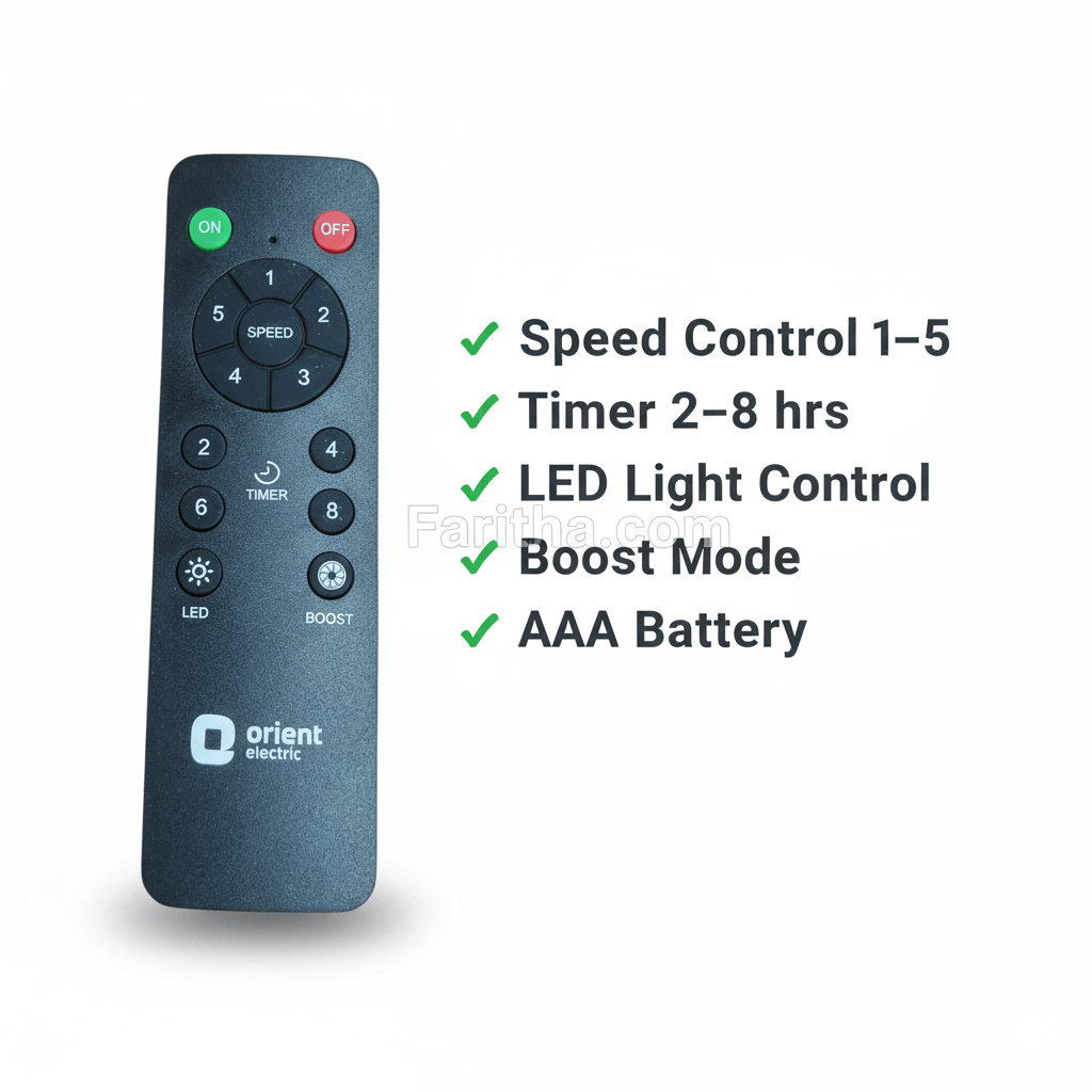 Orient Ceiling Fan Remote Control – Speed and Timer Functions India