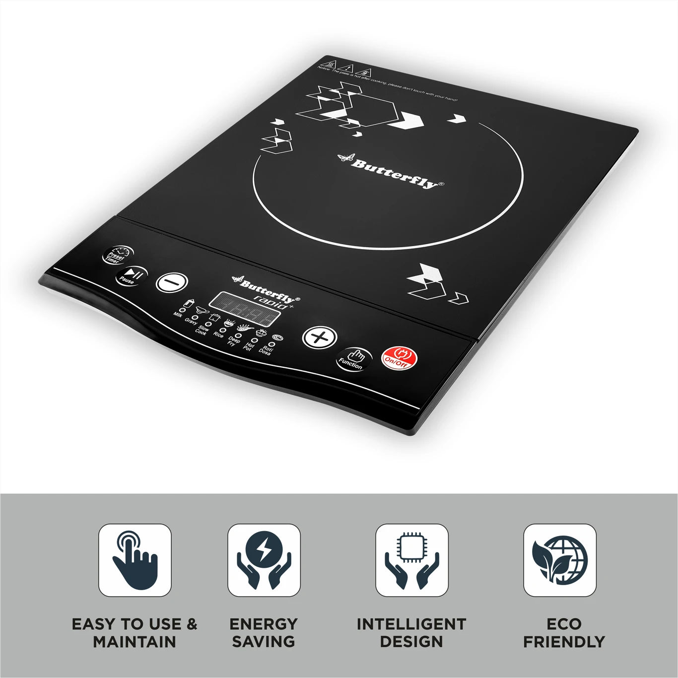 Butterfly Rapid Plus 1700W Induction Cooktop with Preset Menu & LED Display#