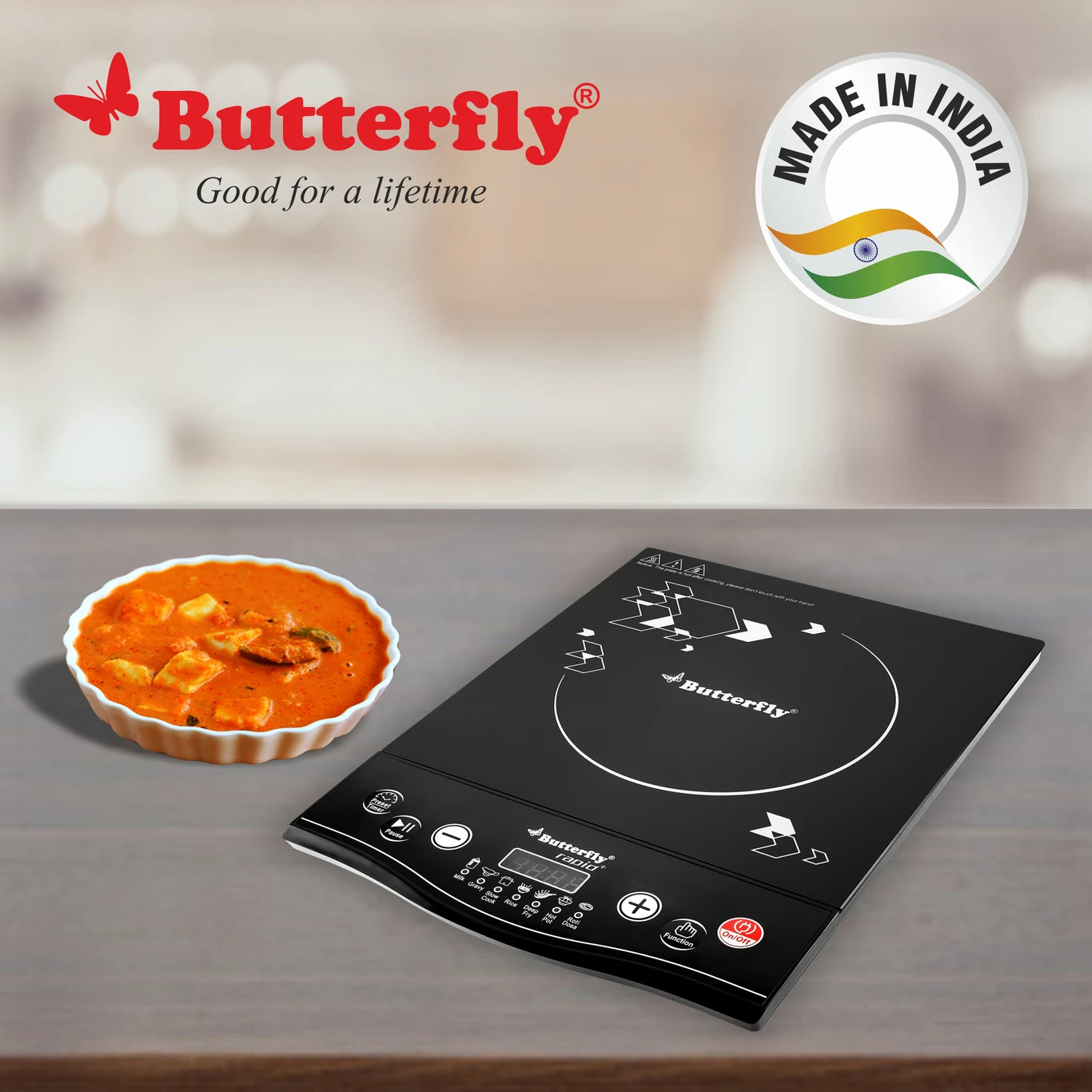 Butterfly Rapid Plus 1700W Induction Cooktop with Preset Menu & LED Display#