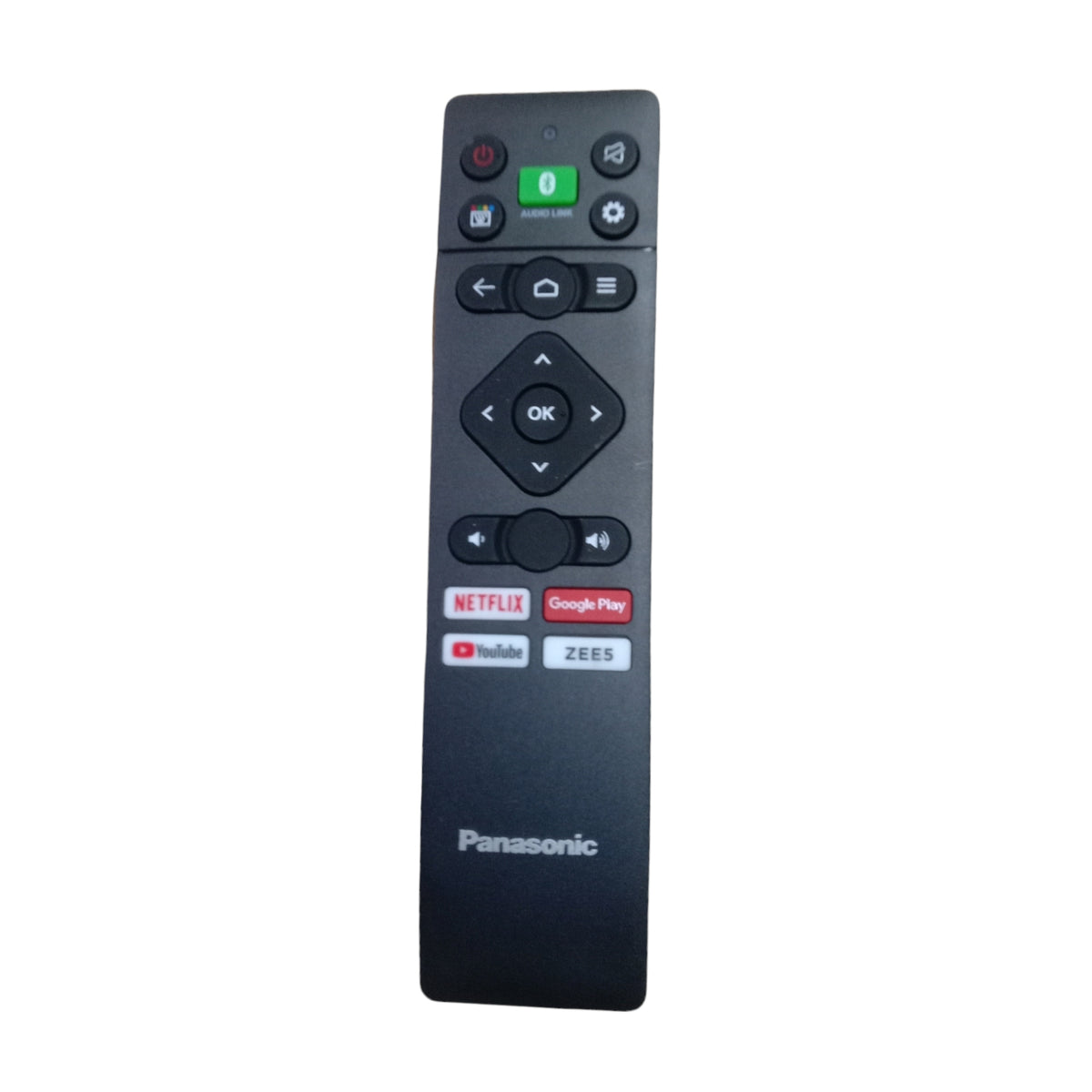 Panasonic Smart TV Remote — Netflix YouTube ZEE5 Google Play compatible front view India Faritha