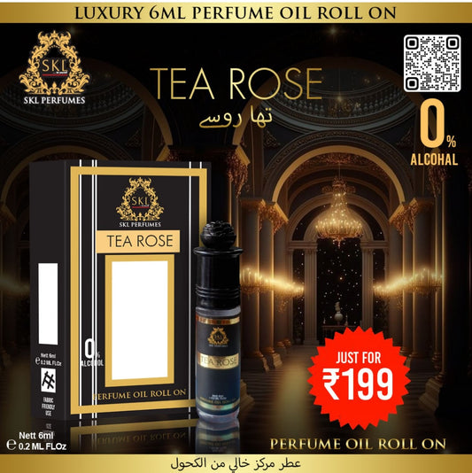 टी रोज़ लक्ज़री परफ्यूम ऑयल रोल-ऑन | 6ml | 0% अल्कोहल