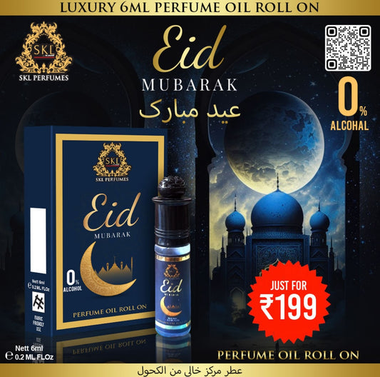 Eid Mubarak Luxury 6ml Perfume Oil Roll-On – 0% Alcohol, Premium Fragrance