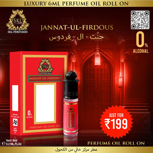 Jannat Ul Firdous 6ml Perfume Oil Roll-On | 0% Alcohol | Exotic Floral Fragrance