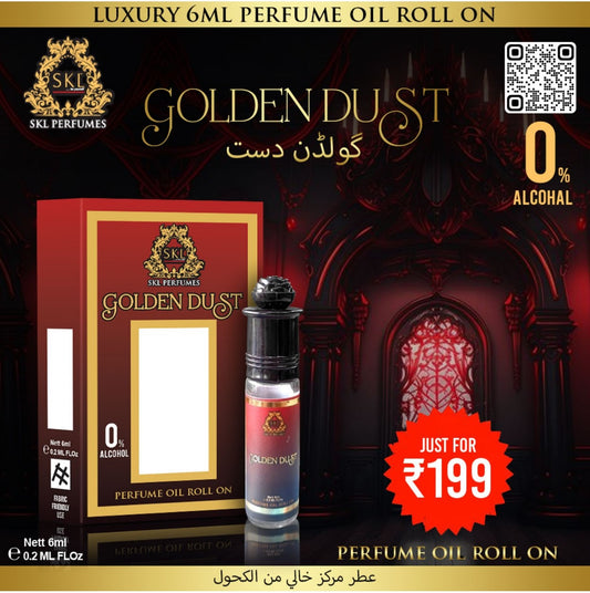 Golden Dust Luxury 6ml Perfume Oil Roll-On | Alcohol-Free, Long-Lasting Fragrance