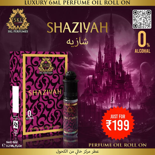 शाज़ियाह लक्ज़री 6ml परफ्यूम ऑयल रोल-ऑन | 0% अल्कोहल | लंबे समय तक चलने वाली खुशबू 