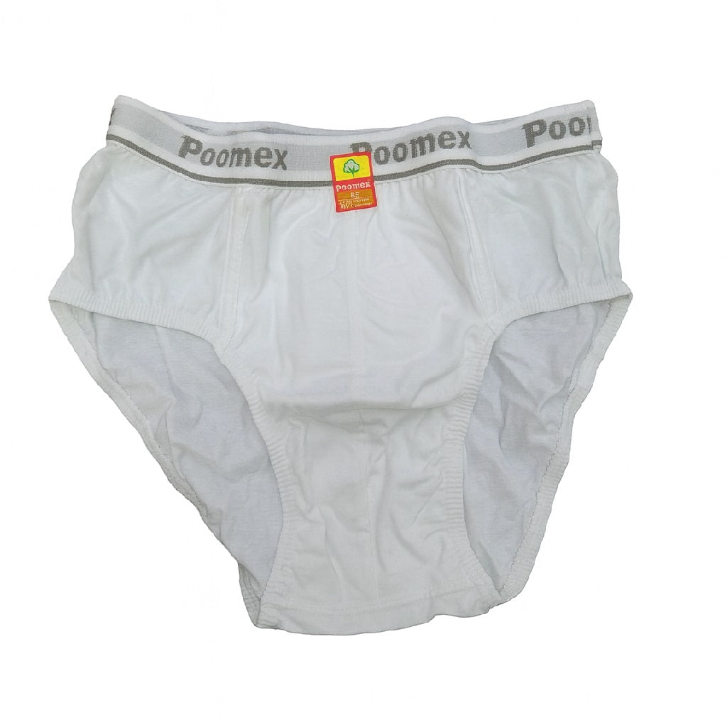 Poomex Men's Jetty Brief – White, 100% Pure Cotton Underwear for Daily Comfort#