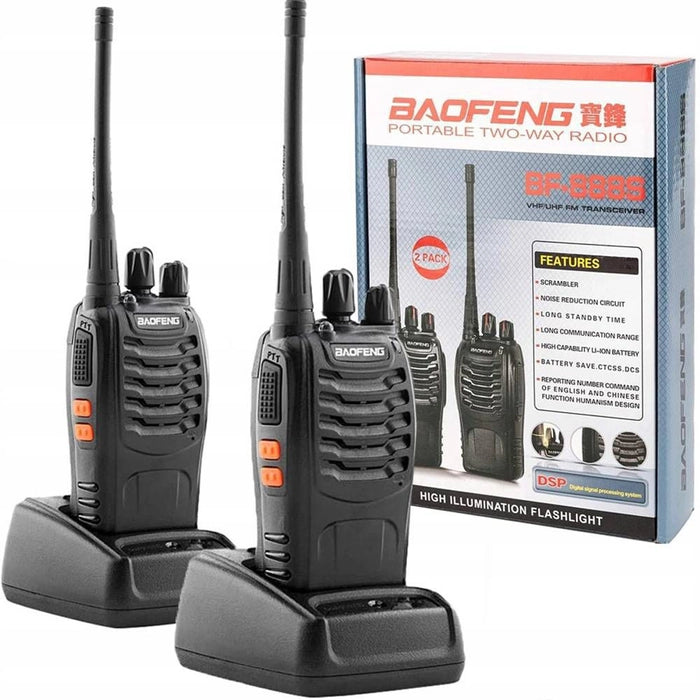 Portable rechargeable two way radio walkie talkie set with antenna
