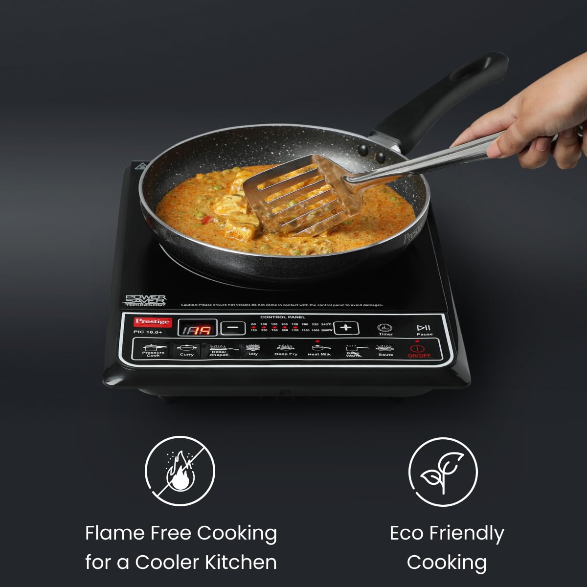 Prestige induction cooktop with 4KV surge protection and timer