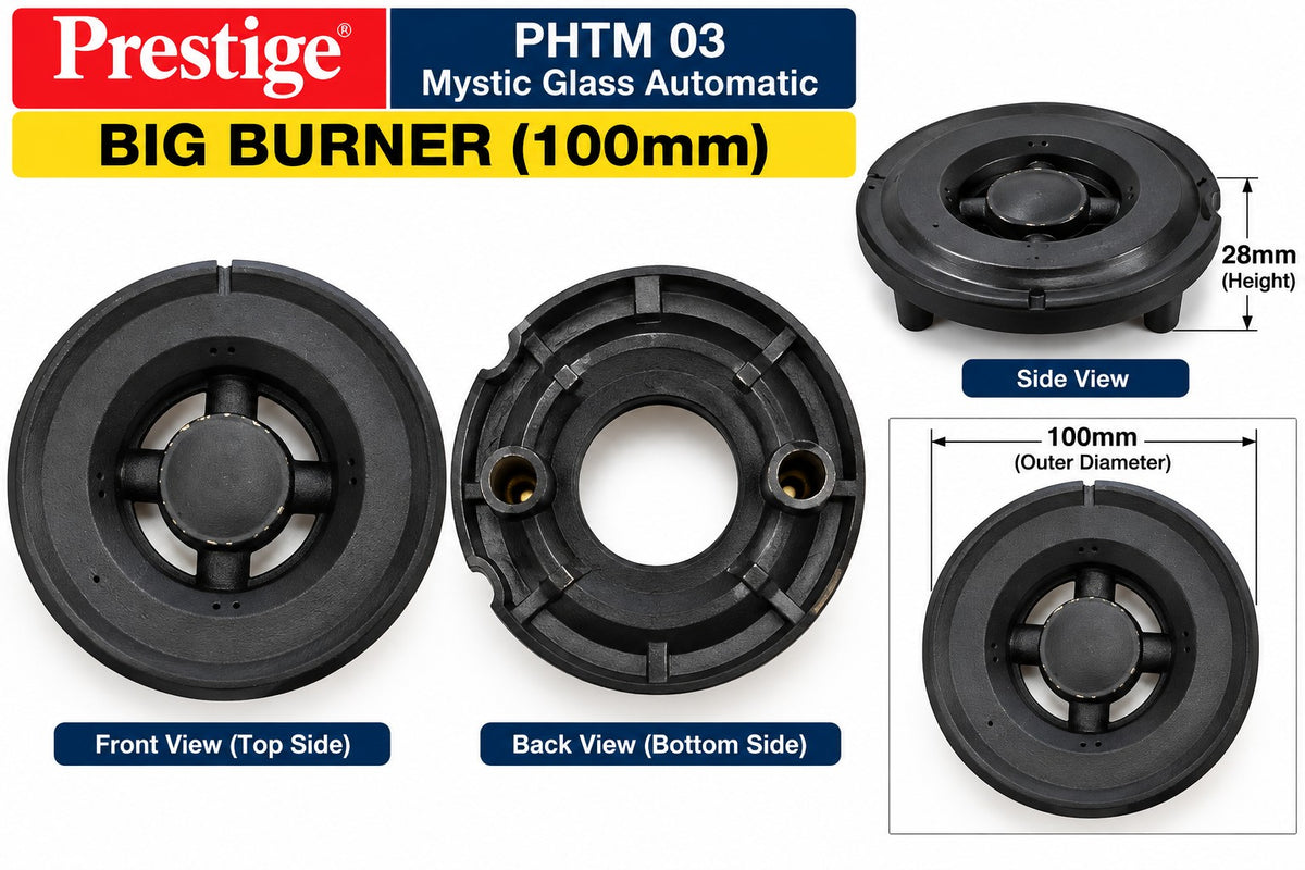 Prestige PHTM 03 Mystic Glass Automatic - Big Burner 100mm