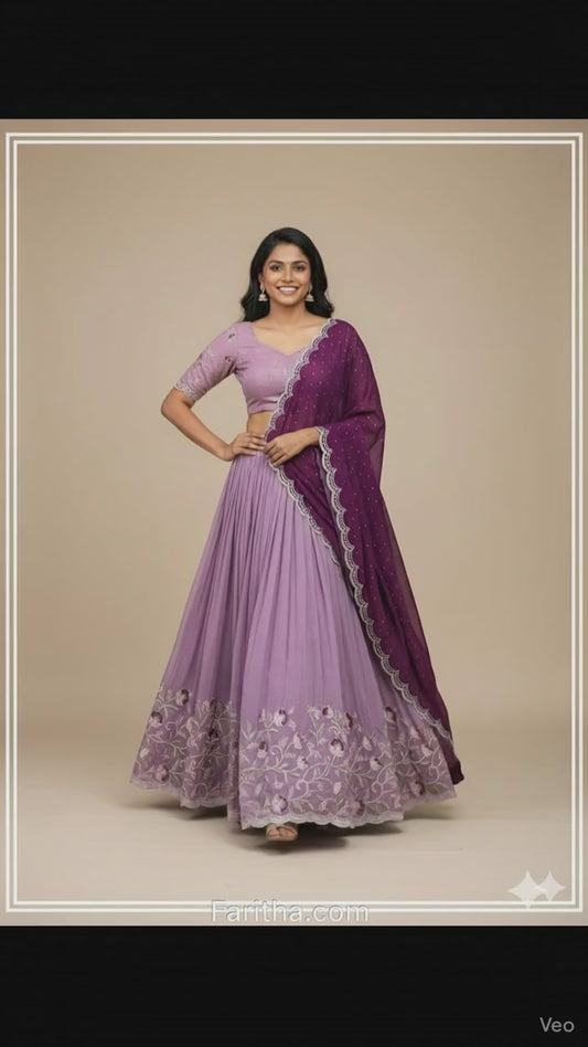 New Latest Embroidery Lehenga Choli with Embroidered Dupatta – Separate Blouse Piece (Unstitched)#