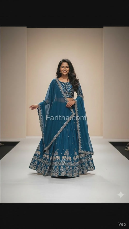 New Design Chinon Silk Heavy Embroidery Work Lehenga Choli for Women #