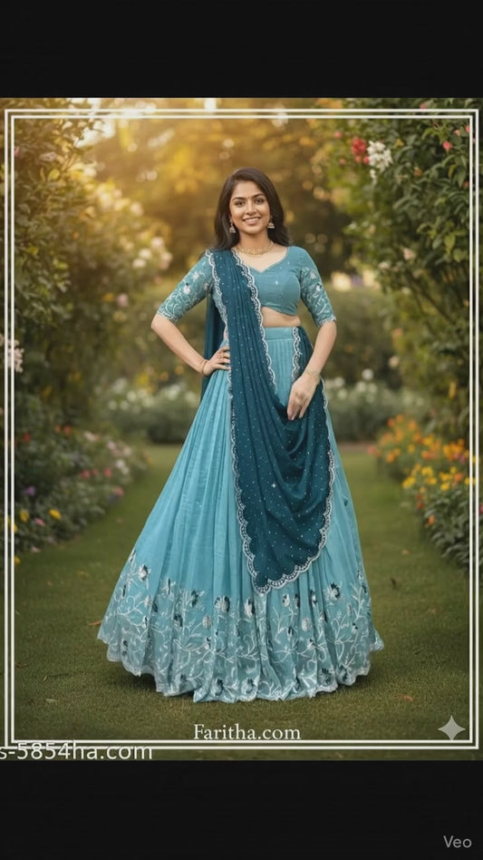 New Latest Embroidery Lehenga Choli with Heavy Embroidery Dupatta – Unstitched Blouse Piece#