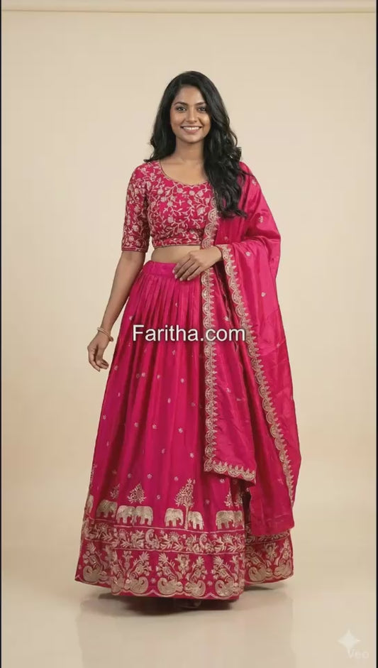 New Design Chinon Silk Heavy Embroidery Work Lehenga Choli for Women #