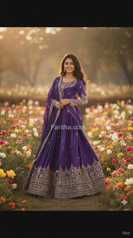 Kashvi Petite Silk Embroidered Semi-Stitched Lehenga with Blouse & Dupatta for Women #