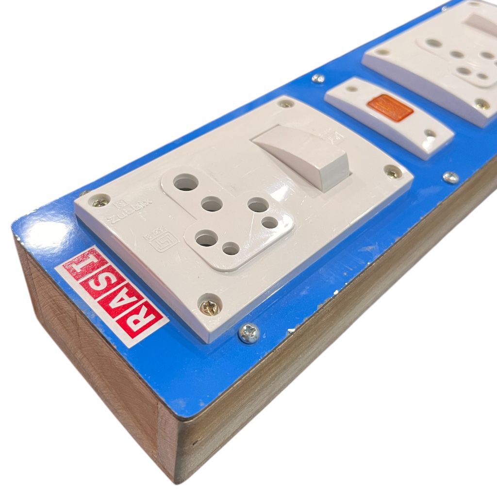 RASI 2 socket 15 amp wooden extension board with switches