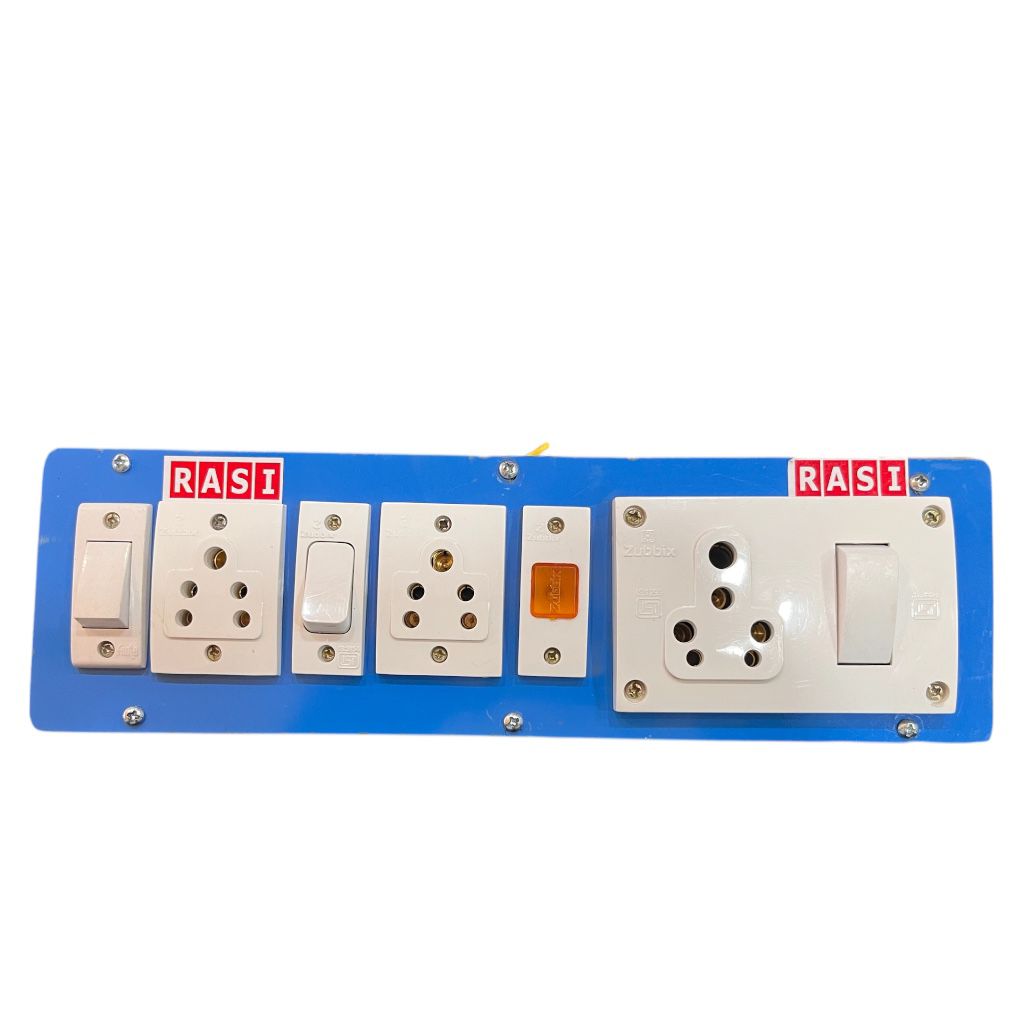 RASI wooden extension board with 2 five amp and 1 fifteen amp sockets