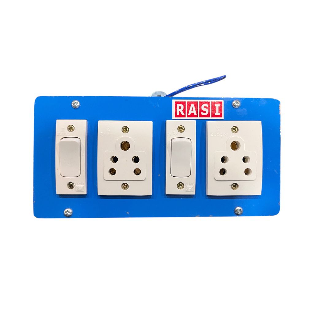 RASI wooden extension switch board with two 5 amp sockets