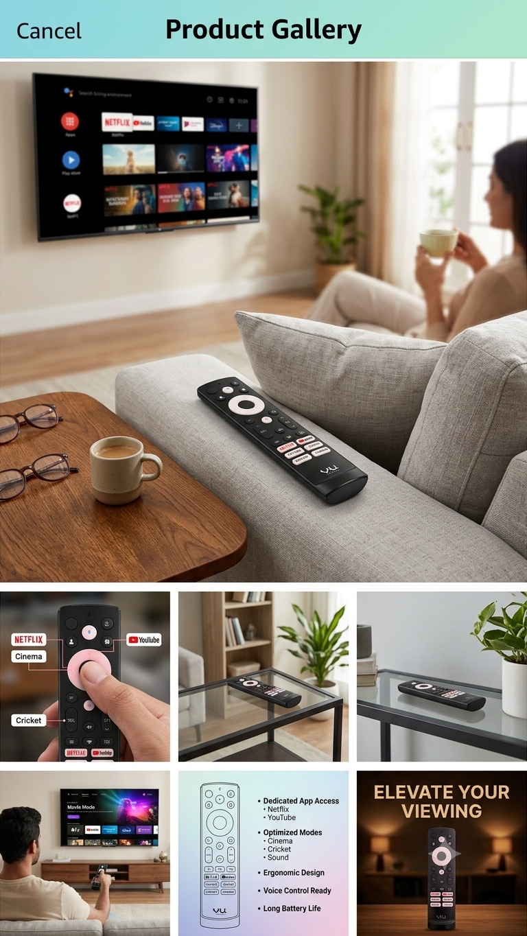 Orginal Vu Android / Smart TVs Dedicated Netflix, YouTube, Cricket & Cinema Hotkeys