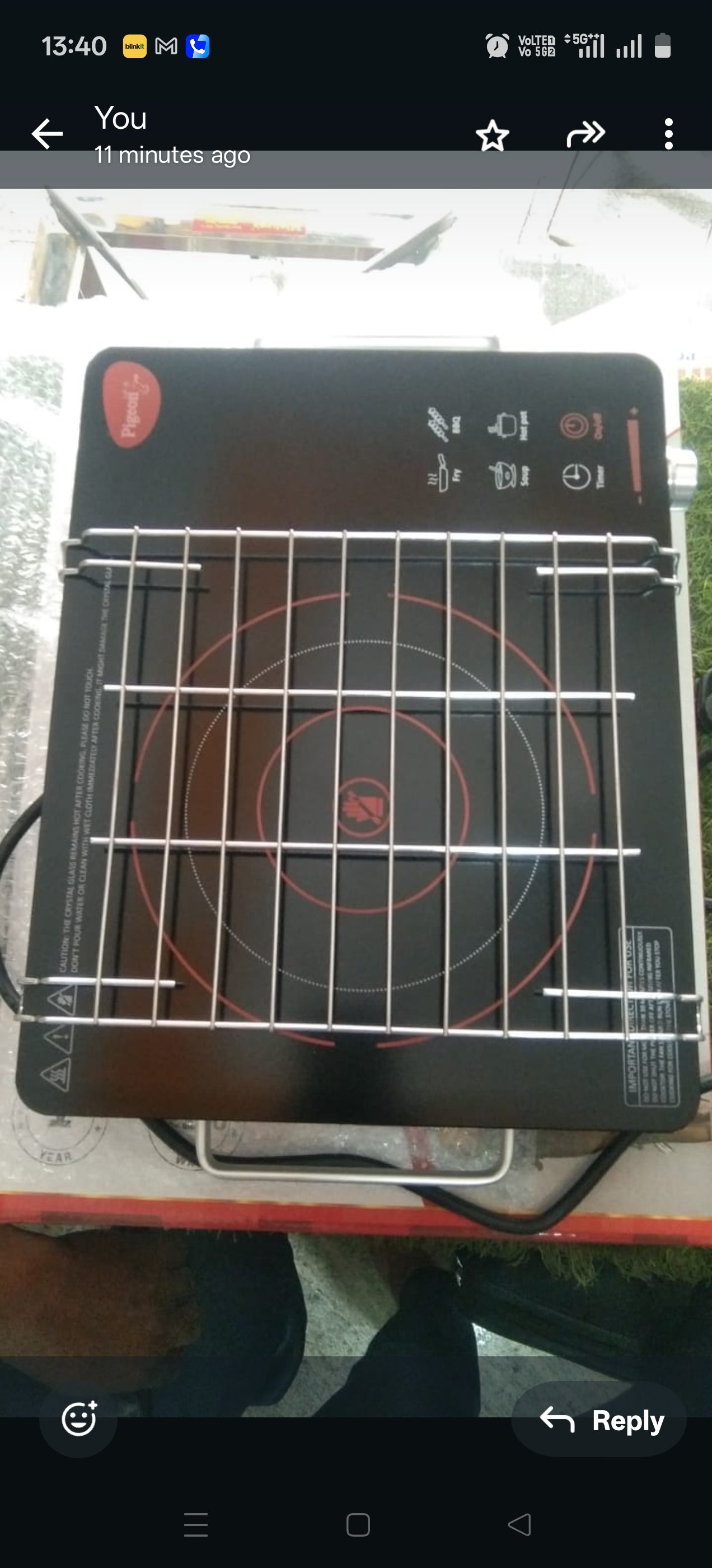 Pigeon Radiant Infrared Cooktop 2000W – BBQ Grill Timer Touch Control India