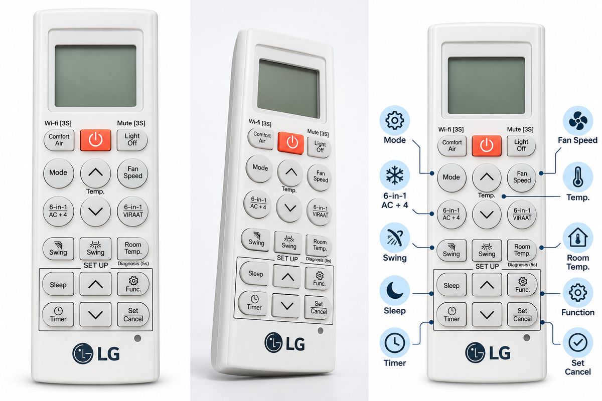 Orginal LG AC Remote Control – Wi-Fi [3S] | Mute [3S] | Comfort Air