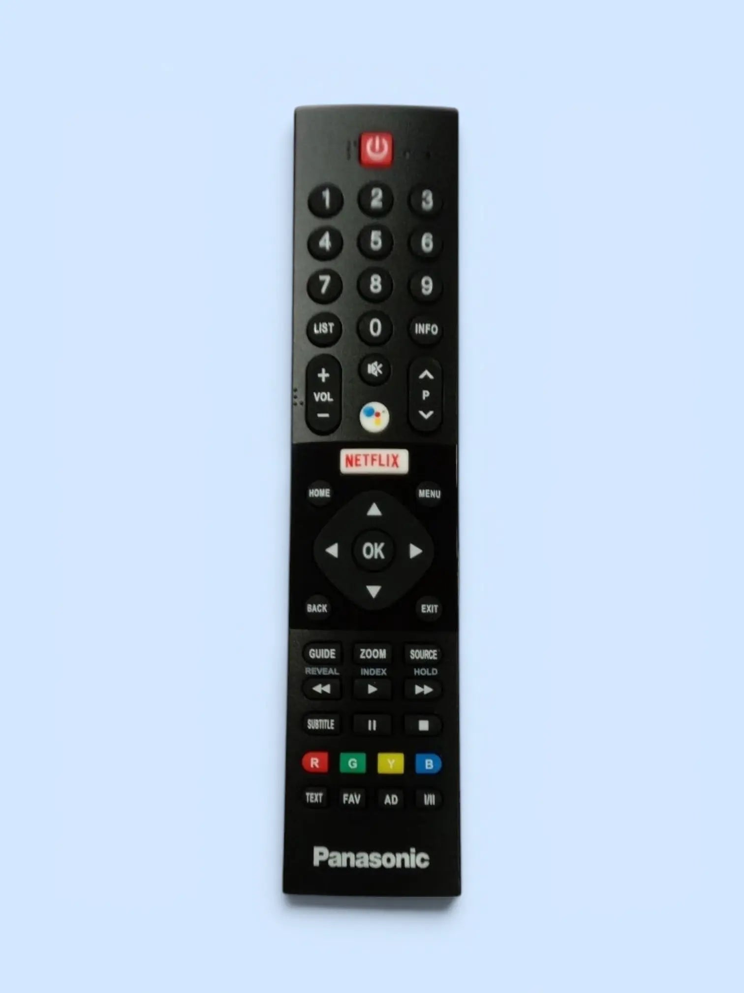 Panasonic Smart LED TV Remote — front view compatible Google Voice Netflix India Faritha