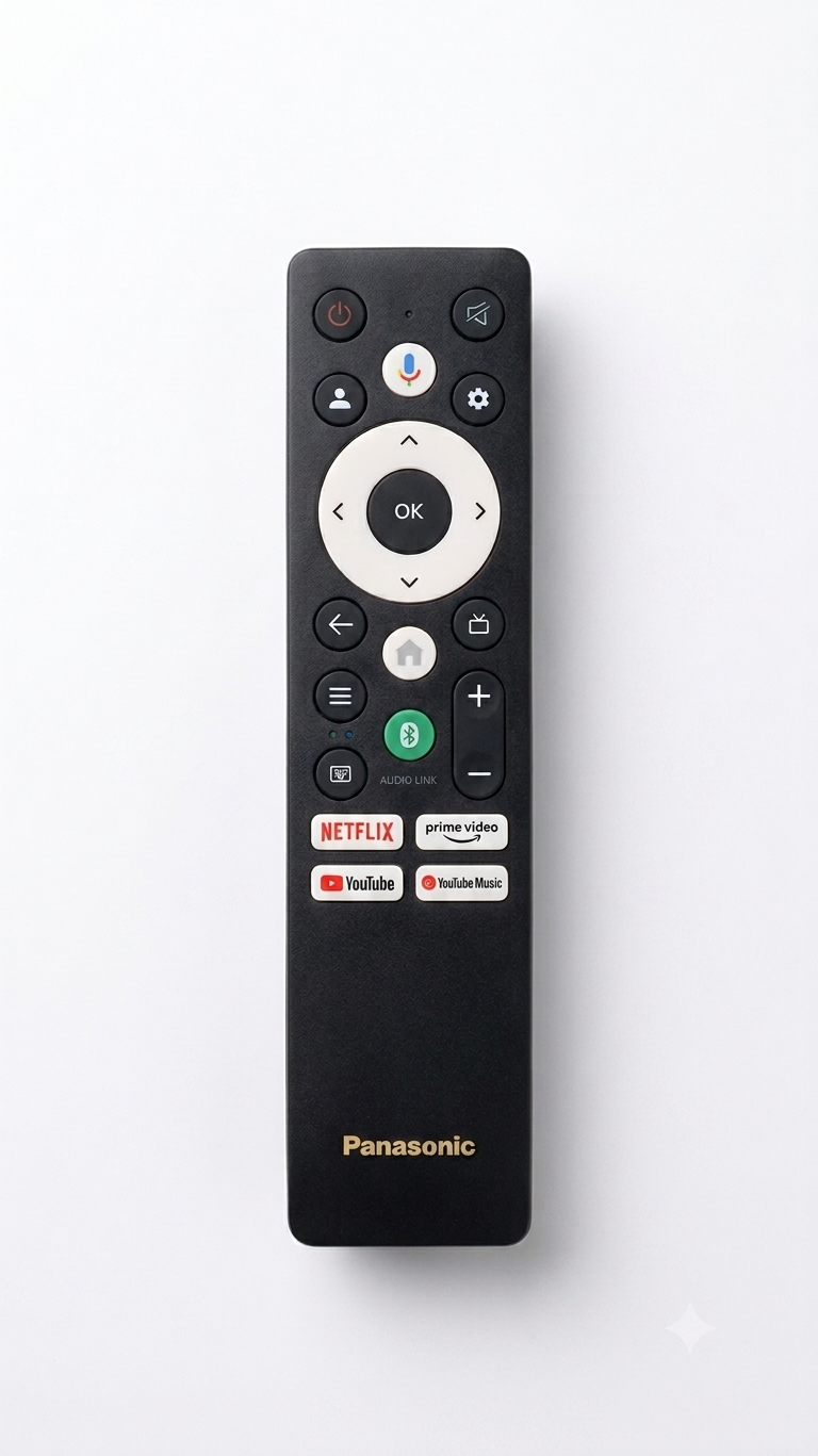 Orginal Panasonic Smart Android TV Replacement Bluetooth Voice Remote Control with Audio Link & OTT Hotkeys (Netflix, Prime Video, YouTube, YouTube Music)