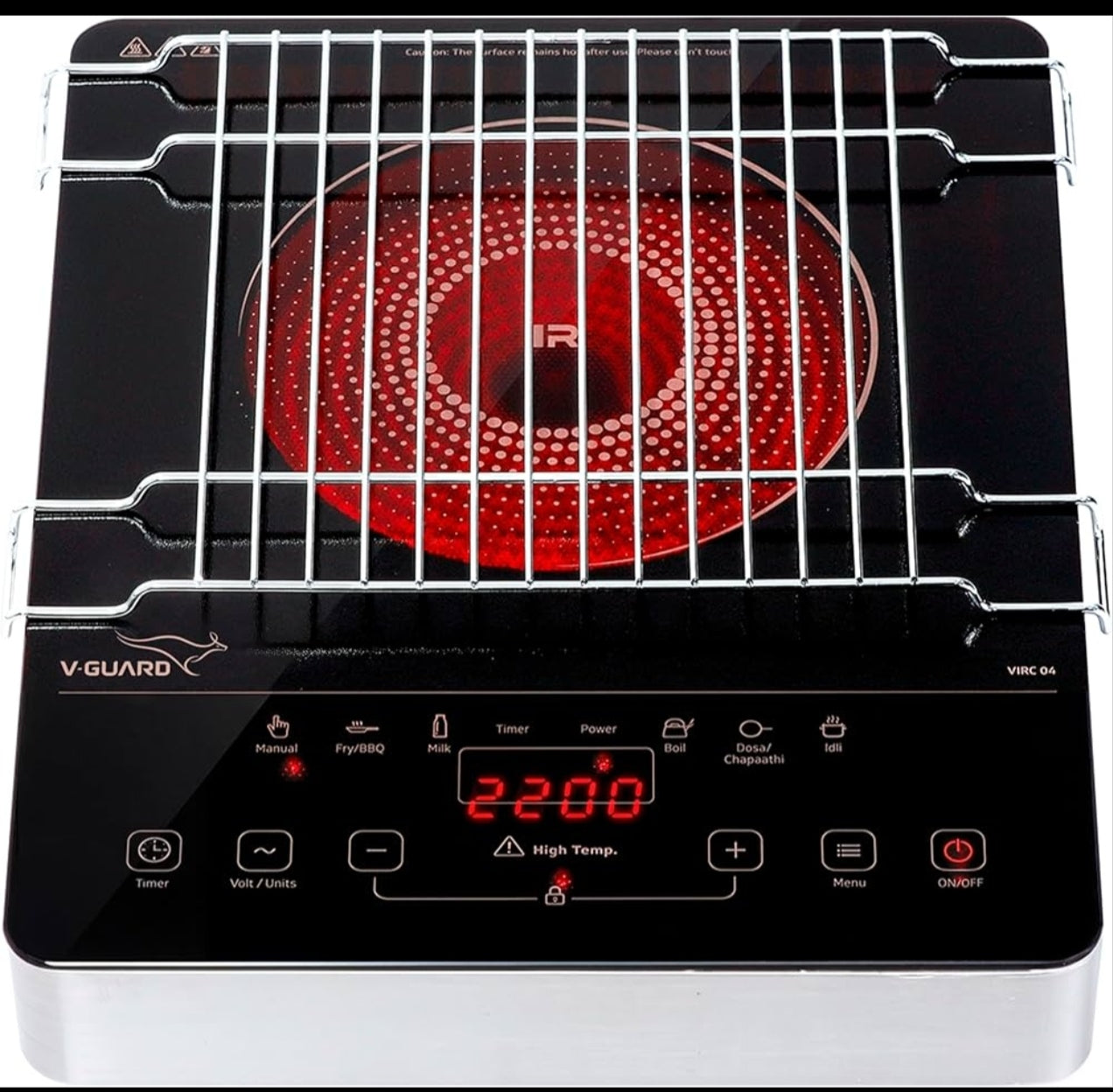 V-Guard VIRC 02 2200W Infrared Cooktop with Touch Panel (Works with All Cookware)