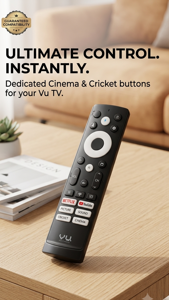 Orginal Vu Android / Smart TVs Dedicated Netflix, YouTube, Cricket & Cinema Hotkeys