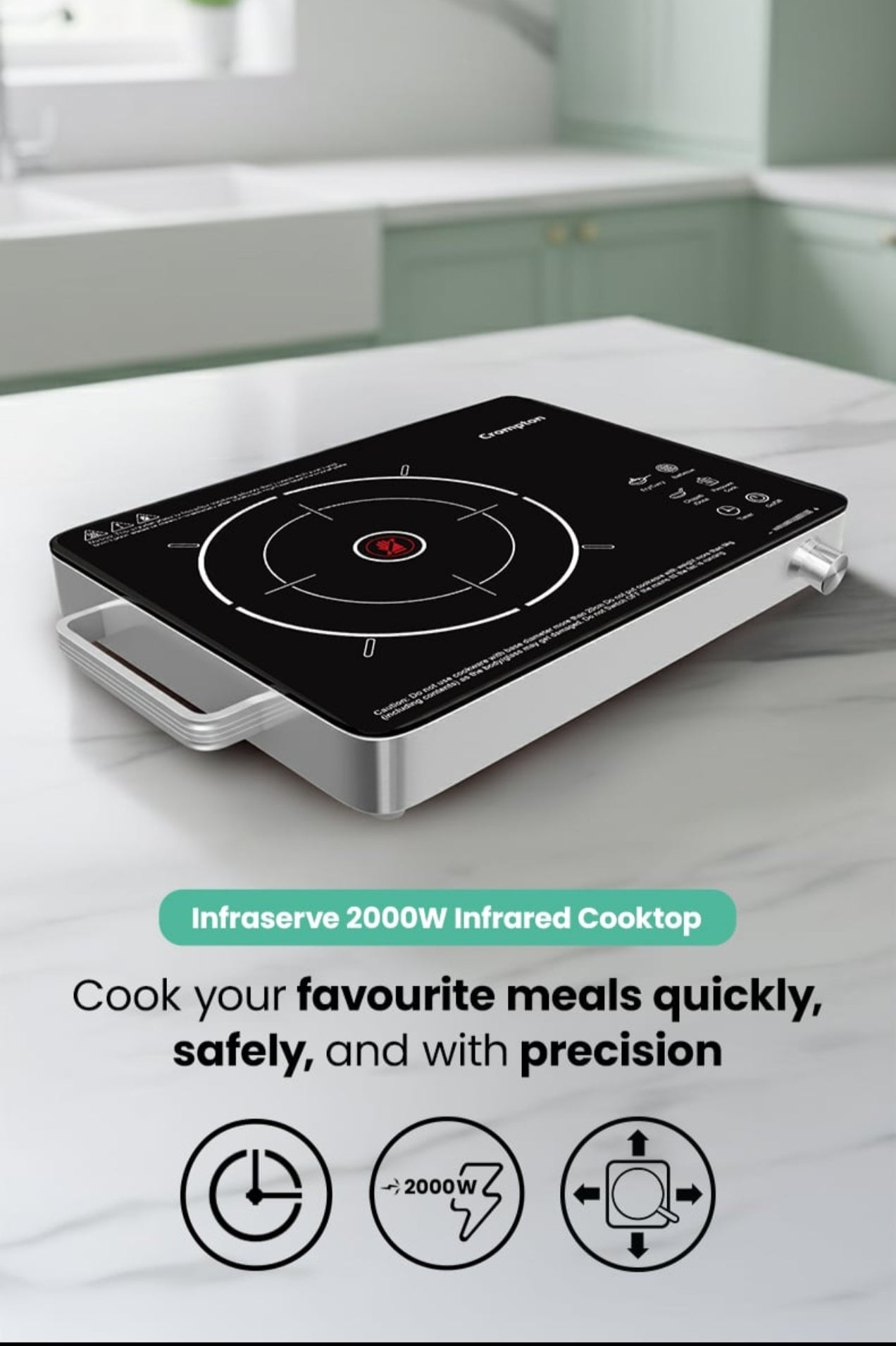 Crompton Infraseve 2000W Infrared Cooktop with Touch Control & LED Display#