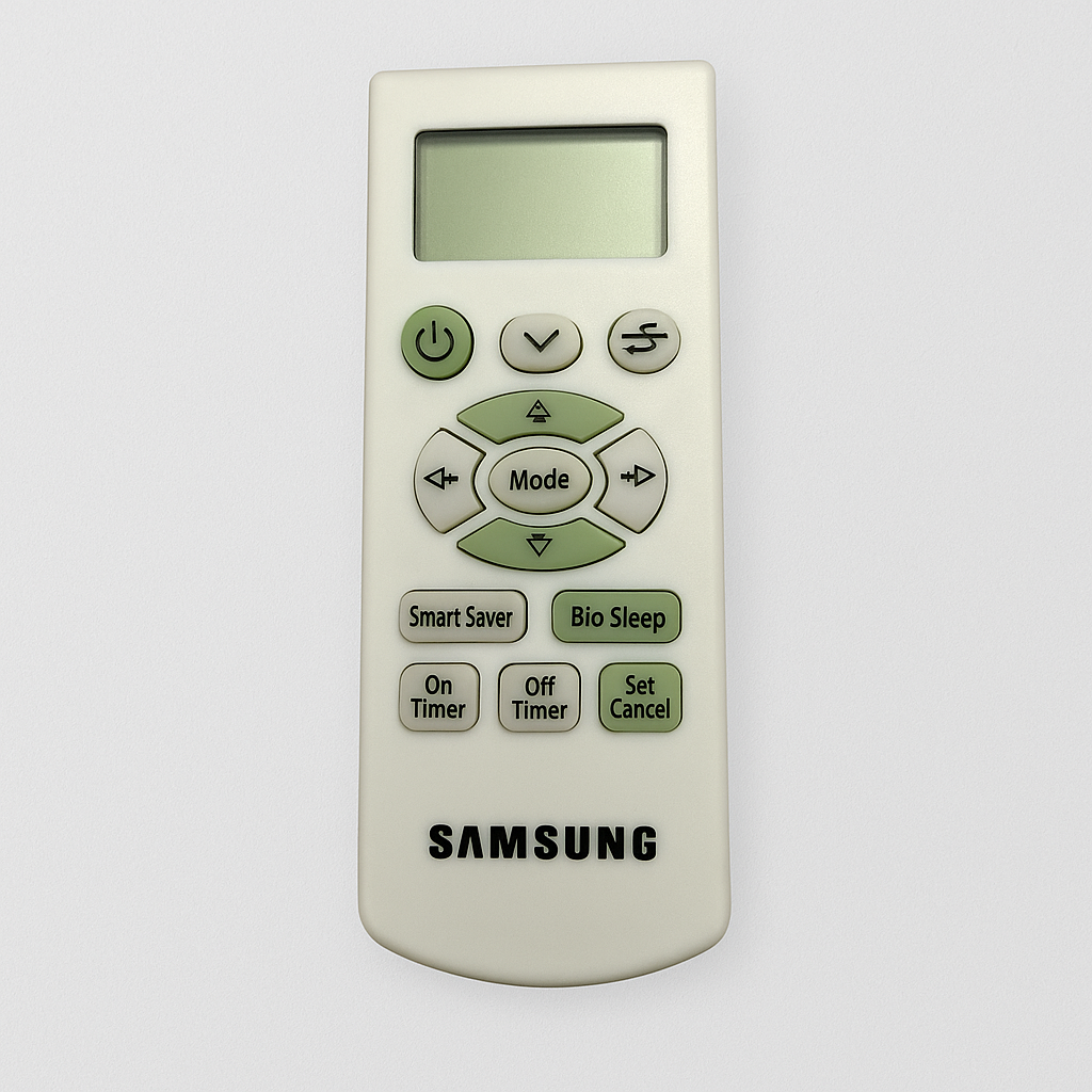 Samsung AC Remote Model 58 AC68 front view — compatible split AC India Faritha 2026