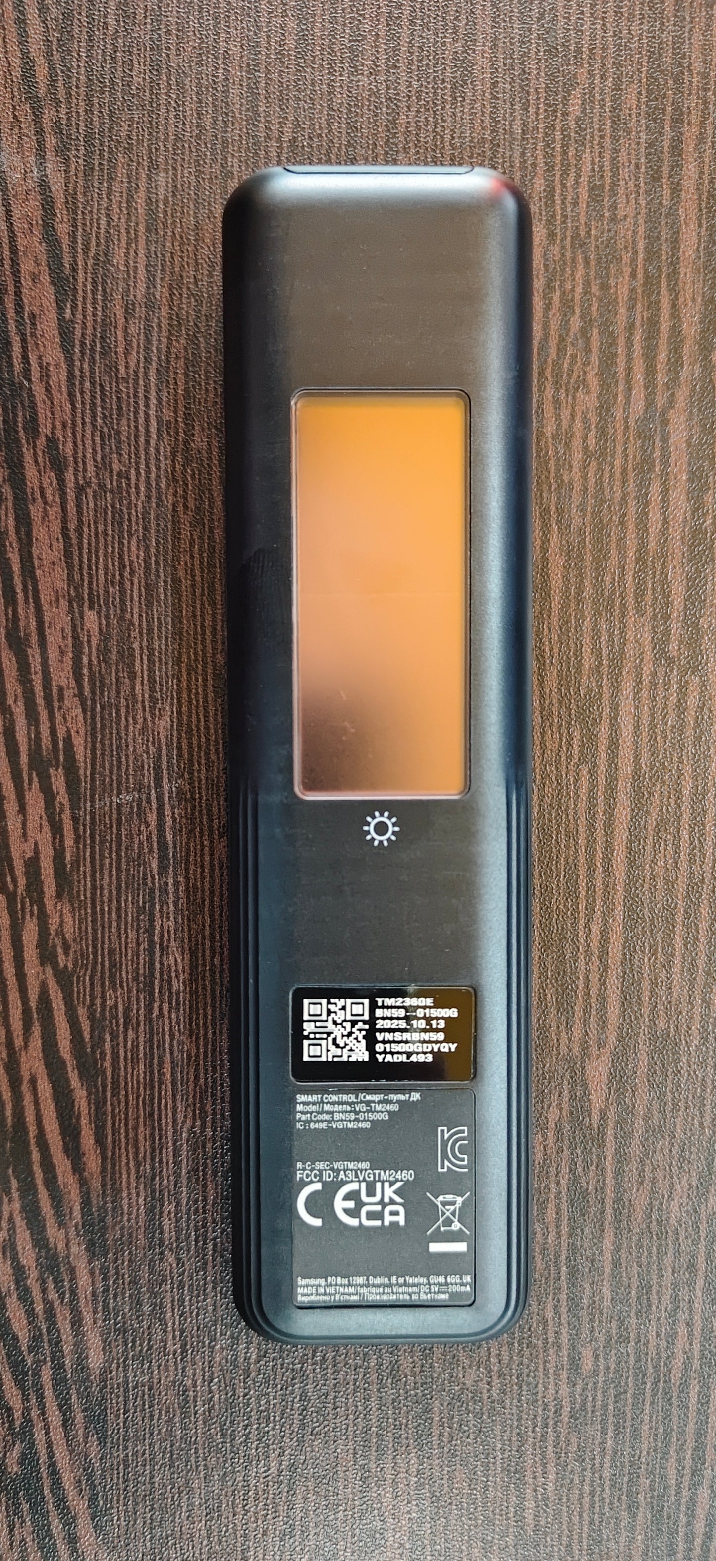 Samsung SolarCell Remote TM2280E back panel showing solar charging panel — buy online India Faritha